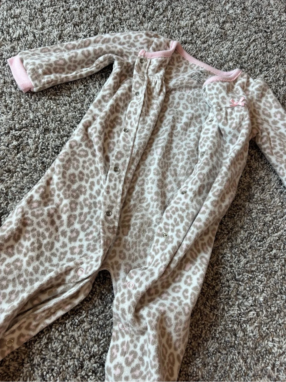 Carter's Pink and Cream Leopard Print Fleece Pajamas